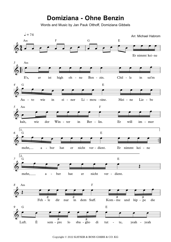 Benzin (arr. Michael Habrom)