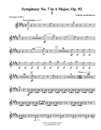 Beethoven Symphony No. 7, Movement I - Trumpet in Bb 1 (Transposed Part), Op. 92 (arr. Doug Clyde)