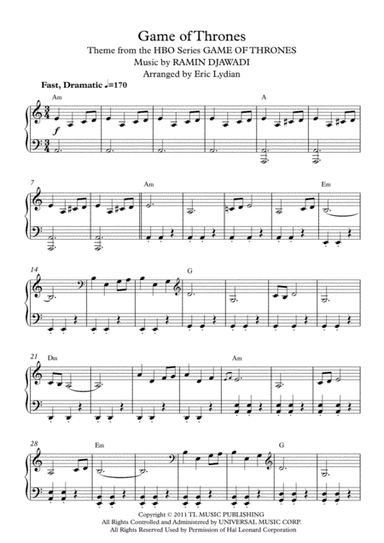 Game Of Thrones (arr. Eric Lydian)