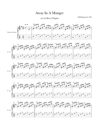 Away In A Manger - Classical Guitar (arr. Ron k Wiggins)