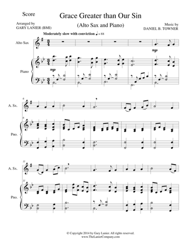 GRACE GREATER THAN OUR SIN (Alto Sax/Piano and Alto Sax Part) (arr. Gary Lanier)