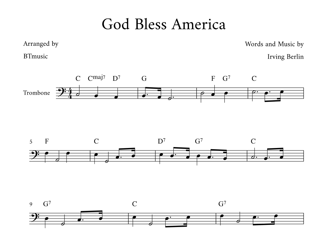 God Bless America ® (arr. BTmusic)