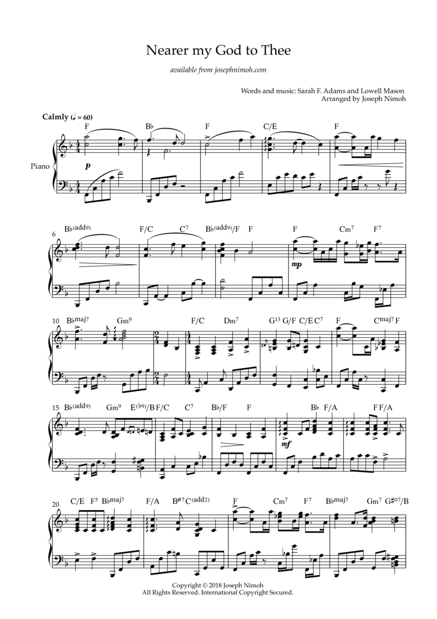 Nearer My God To Thee - Solo Piano (arr. Joseph Nimoh)