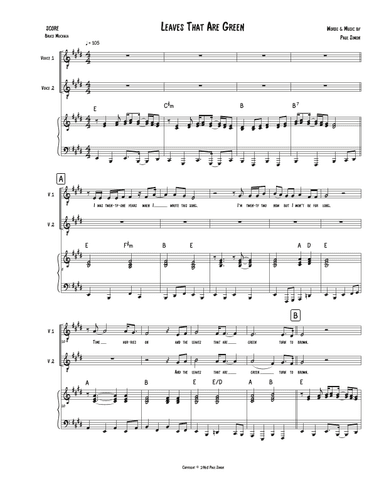 Leaves That Are Green (arr. Bruce Muckala)