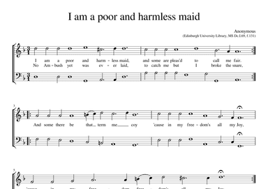 I am a poor and harmless maid (arr. Early Music Scores)