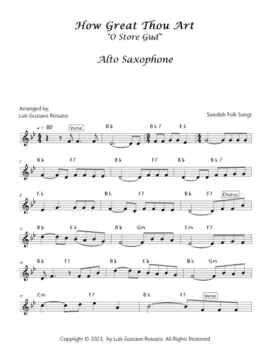 How Great Thou Art (O Store Gud) - Alto sax (arr. Luís Gustavo Rossato)