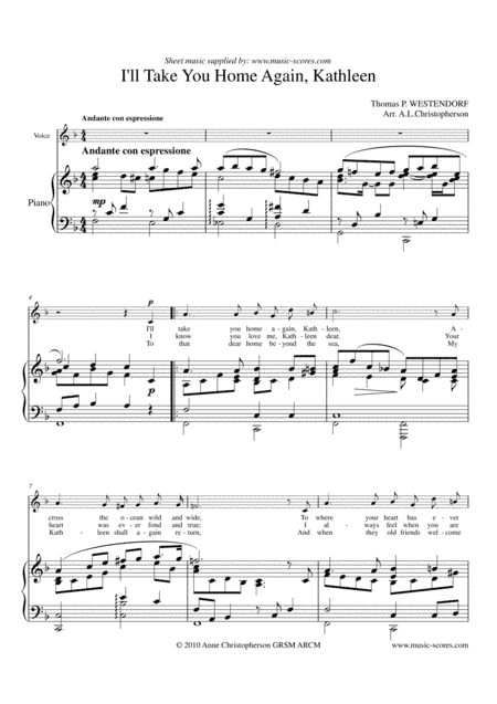 I'll Take you Home Again Kathleen - Voice and Piano (arr. Anne Christopherson GRSM ARCM)