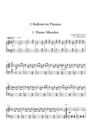 2 Halloween Themes for piano solo (Danse Macabre, Hall of the Mountain King) (arr. Mark Bisson)