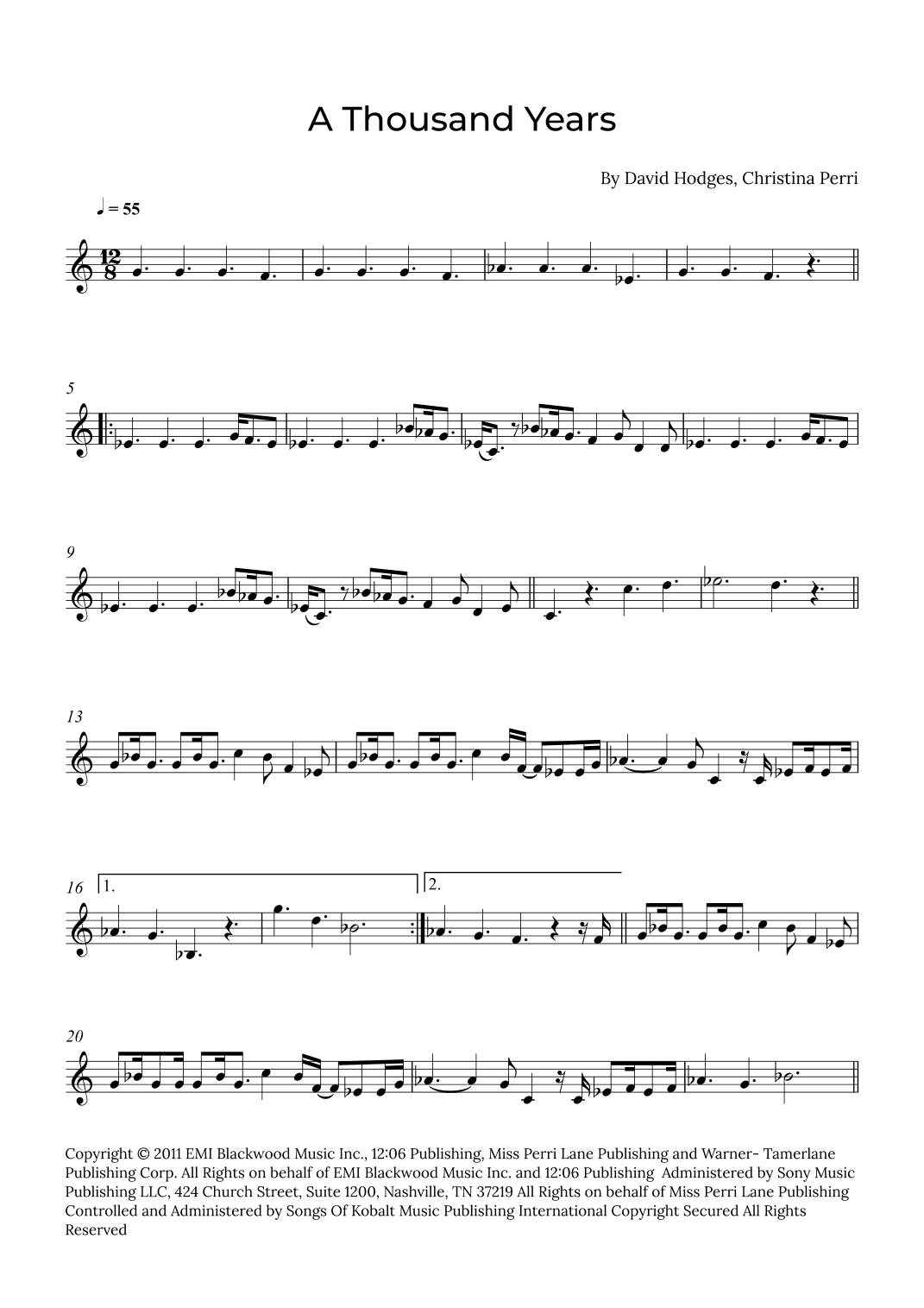 A Thousand Years (arr. Alex Nunes Rodrigues)