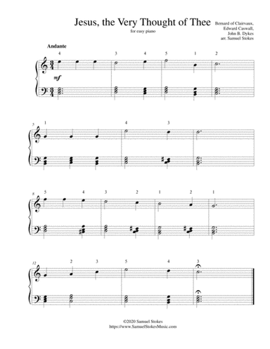 Jesus, the Very Thought of Thee - for easy piano (arr. Samuel Stokes)