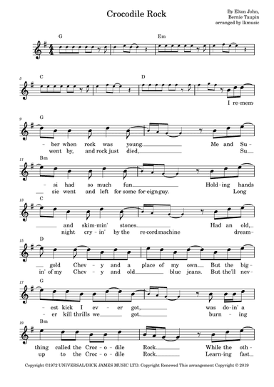 Crocodile Rock (arr. Lkmusic)