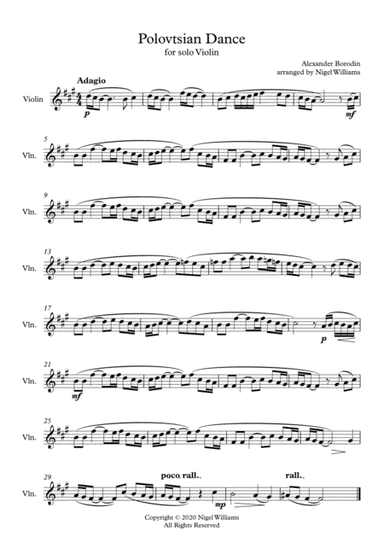 Polovtsian Dance, for Violin solo (arr. Nigel Williams)