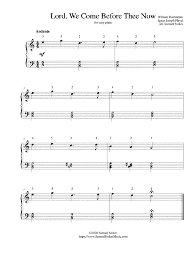 Lord, We Come Before Thee Now (Pleyel setting) - for easy piano (arr. Samuel Stokes)