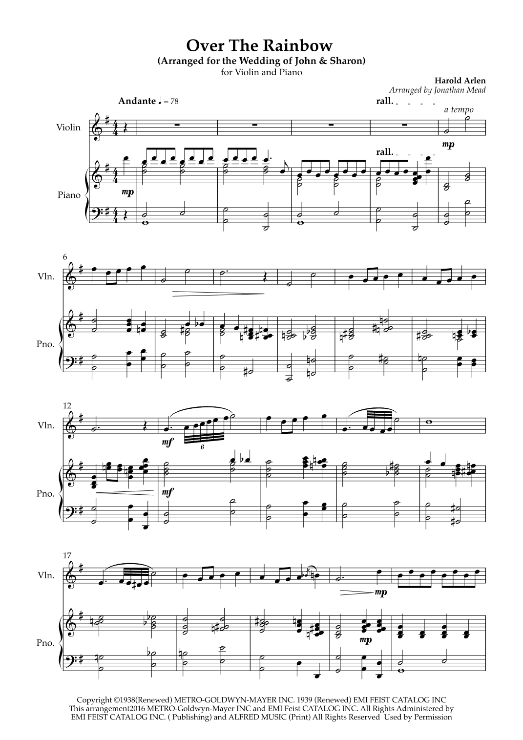 Over The Rainbow (arr. Jonathan Mead)
