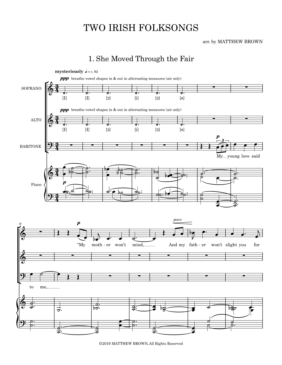 Two Irish Folksongs (arr. Matthew Brown)