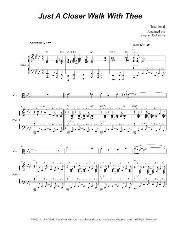 Just A Closer Walk With Thee (Viola solo and Piano) (arr. Stephen DeCesare)