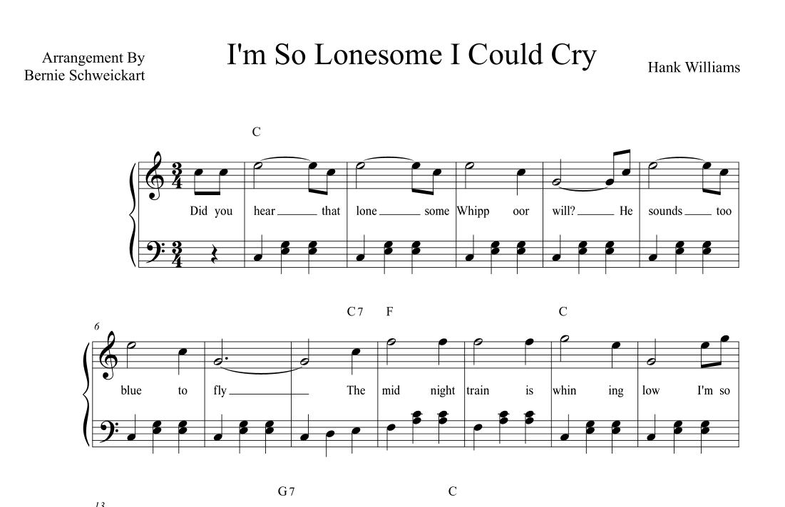 I'm So Lonesome I Could Cry (arr. Bernie Schweickart)