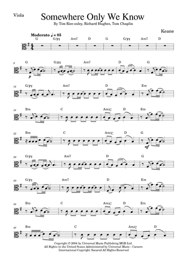 Somewhere Only We Know (arr. Golden Skull Editions)