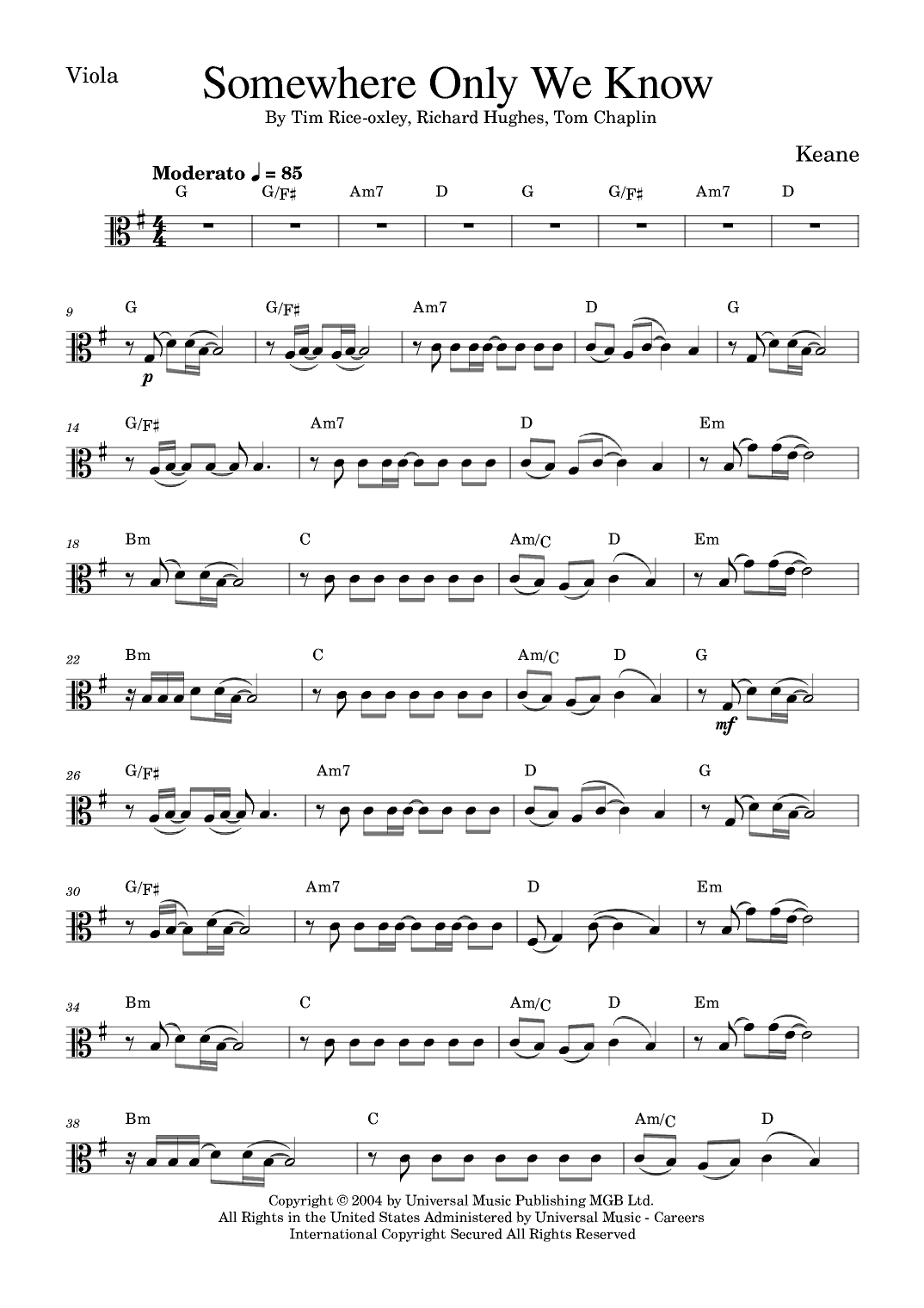 Somewhere Only We Know (arr. Golden Skull Editions)