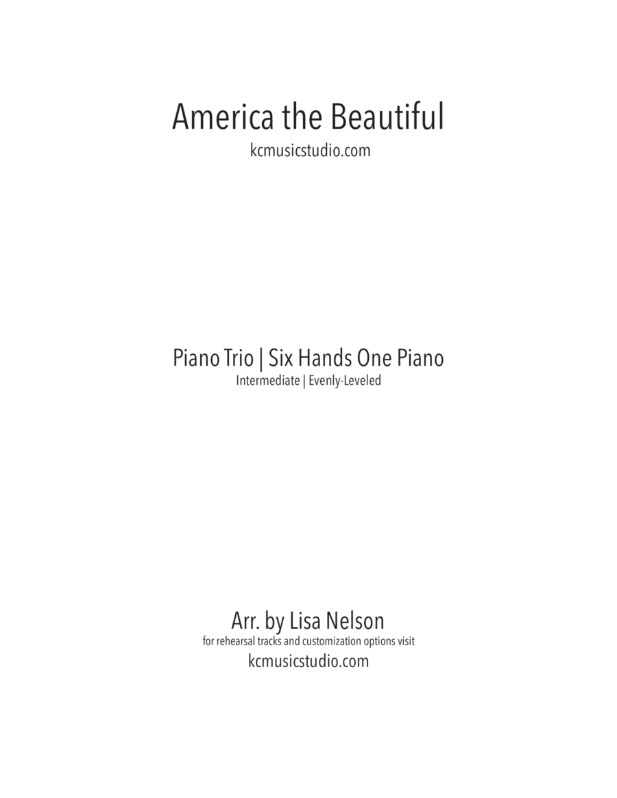 America the Beautiful -  Piano Trio (1 piano, 6 hands) Intermediate (arr. Lisa Nelson)