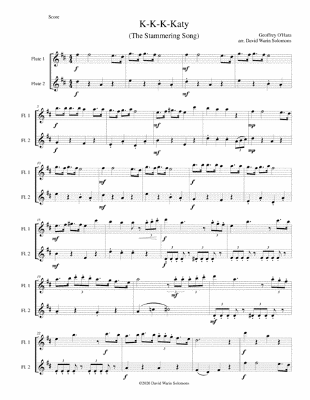 K-K-K-Katy (The stammering song) arranged for 2 flutes (arr. David Warin Solomons)
