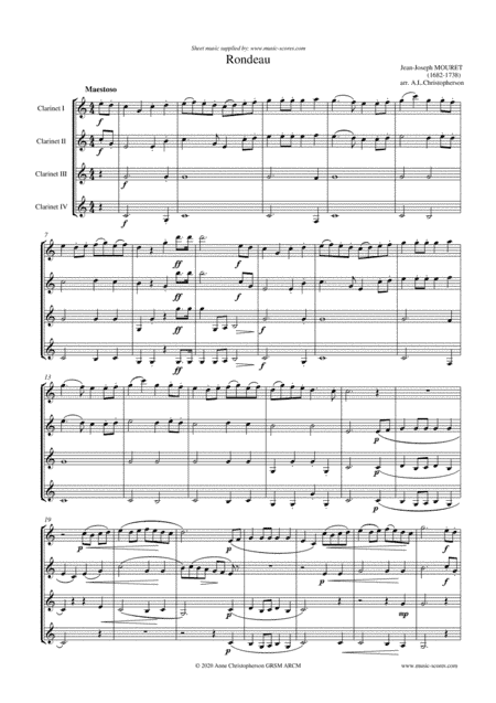 Rondeau - Bridal Fanfare - 4 Clarinets (arr. Anne L Christopherson GRSM ARCM)