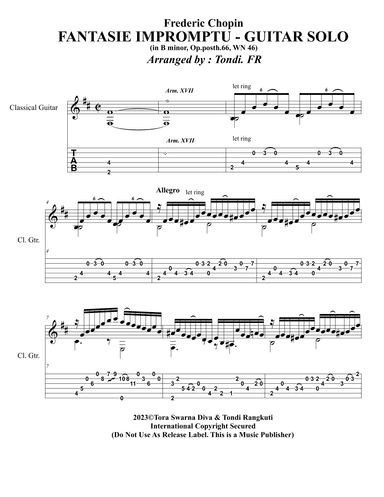 FANTASIE IMPROMPTU FOR GUITAR SOLO (arr. Tondi. FR)