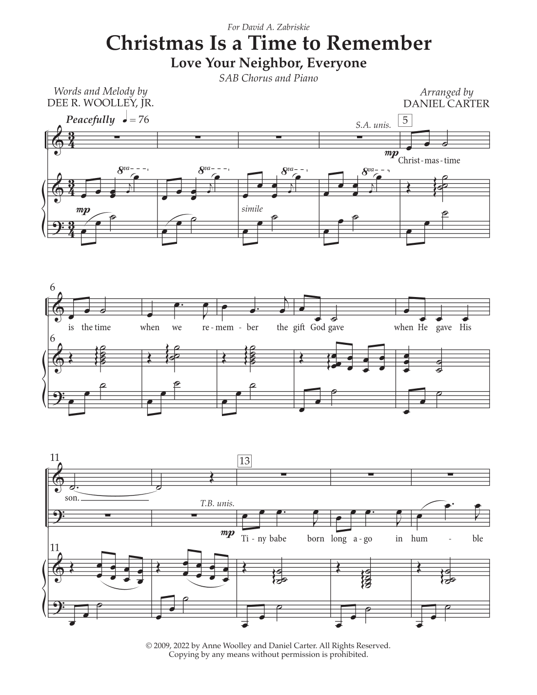 Remember Christmas—SAB Chorus and Piano