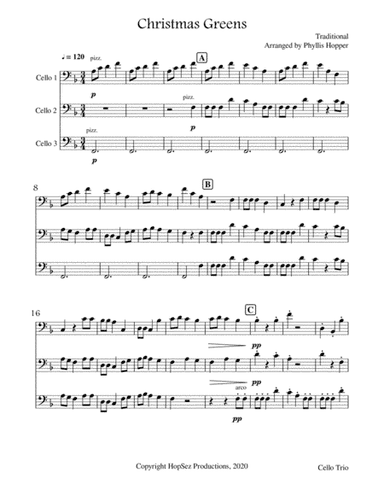 Christmas Greens - Cello Trio (arr. Phyllis Hopper)