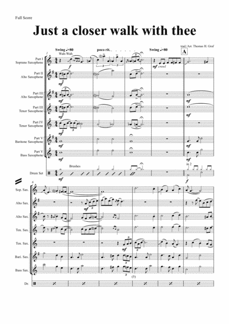 Just A Closer Walk With Thee - New Orleans Funeral  - Saxophone Quintet (arr. Thomas Graf)