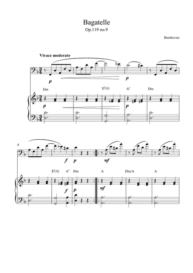 Bagatelle in A minor (op.119 no.9) (arr. Kaiserin Rebecca)