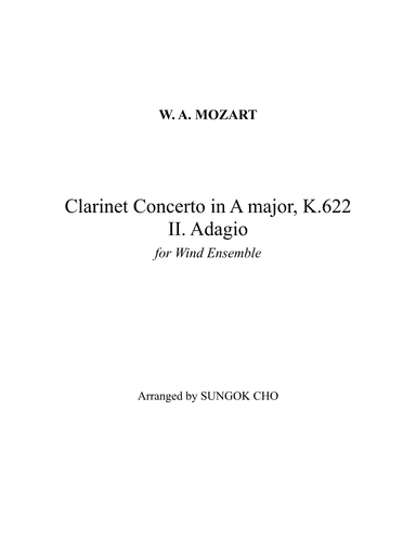 Clarinet Concerto in A major, K.622 Mov.2 (arr. Sungok Cho)
