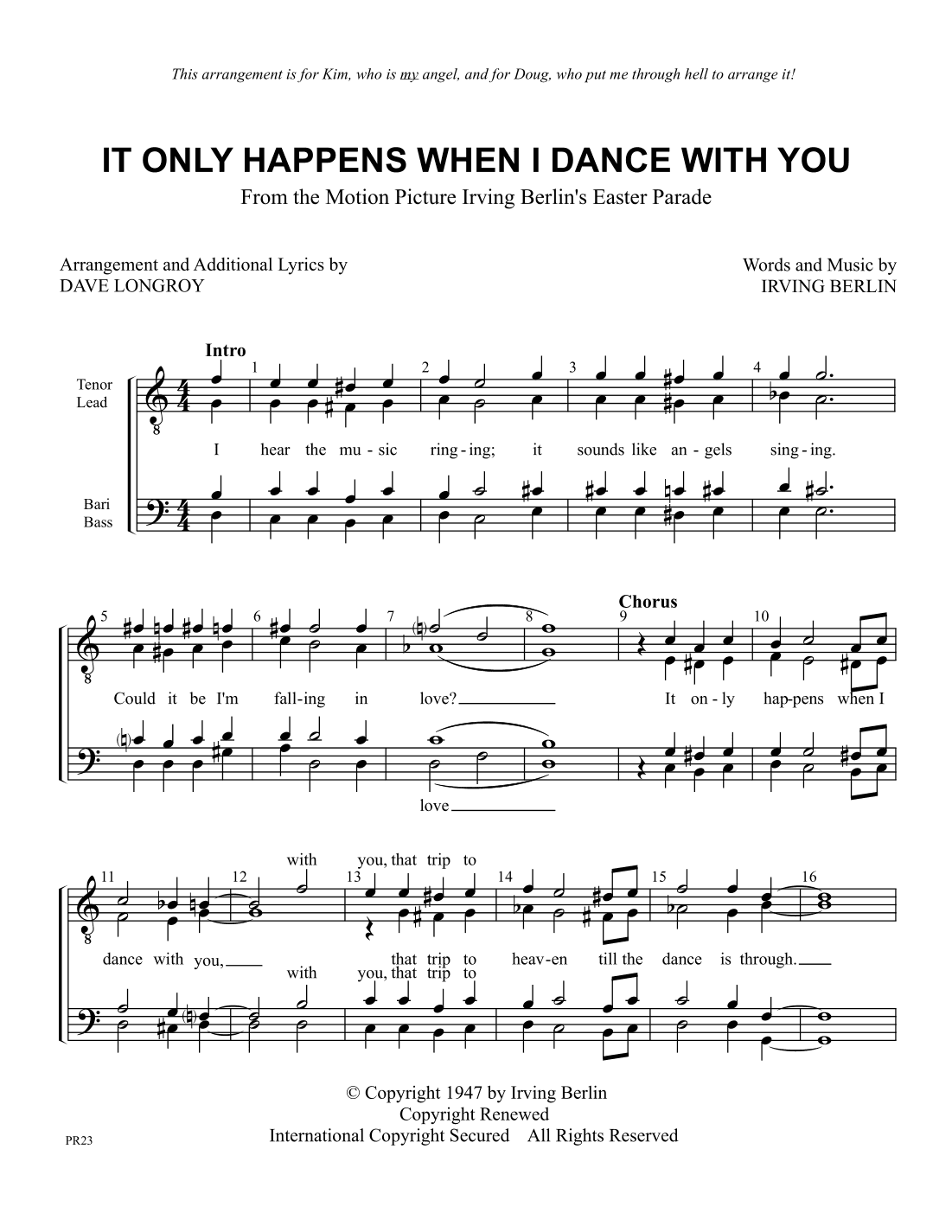It Only Happens When I Dance With You (arr. Dave Longroy)