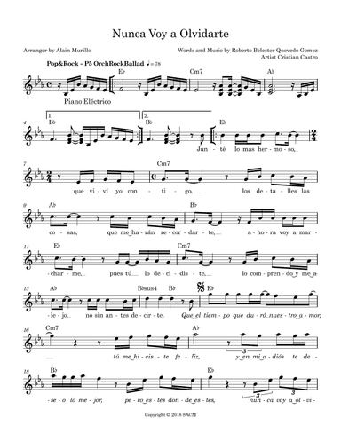 Nunca Voy A Olvidarte (arr. Alain Murillo)