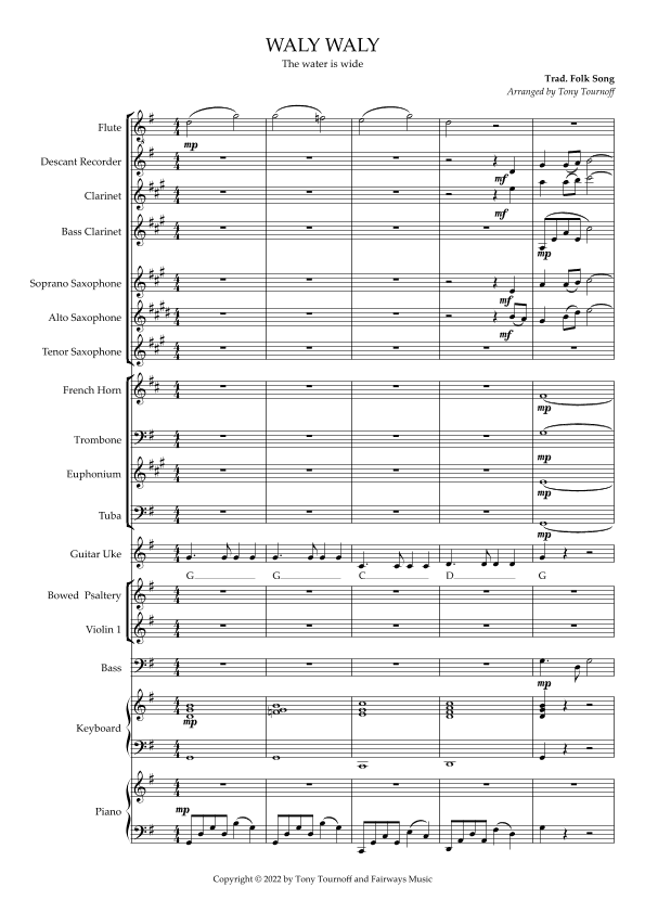 Waly Waly (The water is wide) (arr. Tony Tournoff)
