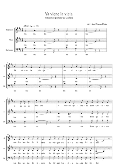 Ya viene la vieja (arr. Jose Mena Polo)
