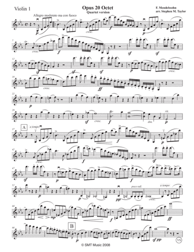 Mendelssohn Octet arr. for String Quartet op. 20 in Eb (arr. Stephen M. Taylor)