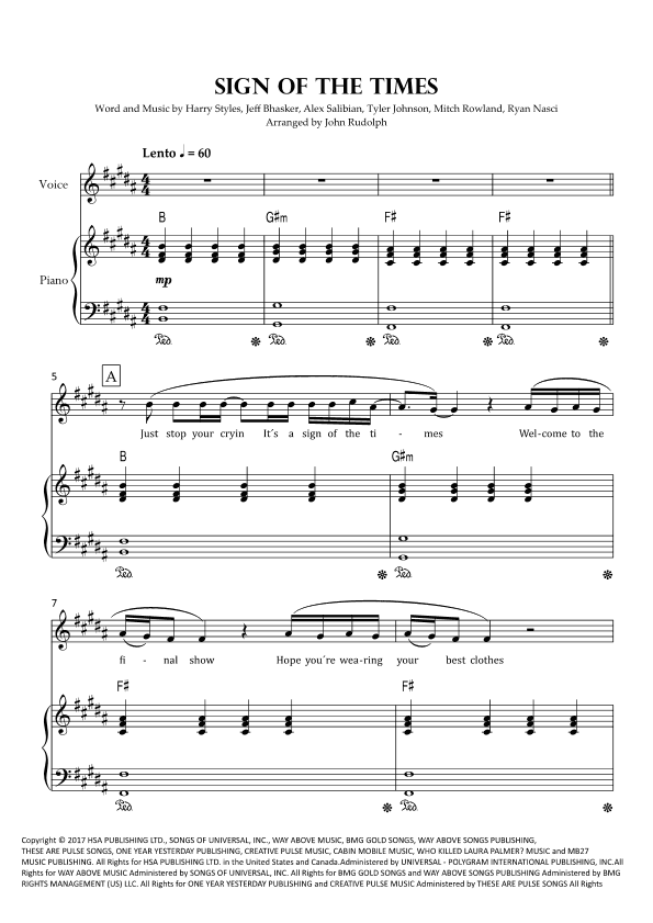 Sign Of The Times (arr. John Rudolph)