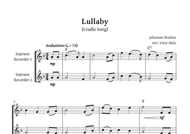 Brahms Lullaby - Recorder duet (arr. Vitor Melo)