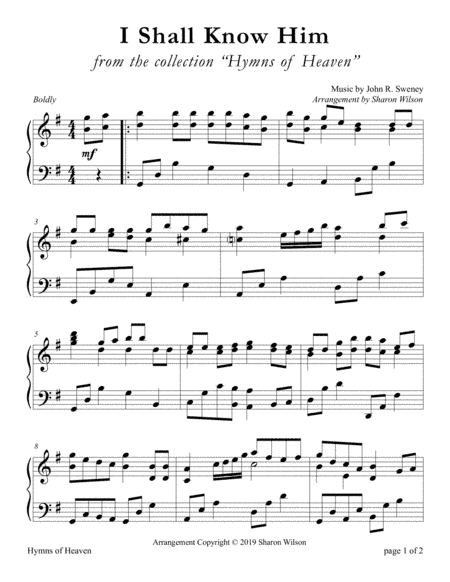 I Shall Know Him (LARGE PRINT Piano Solo) (arr. Sharon Wilson)