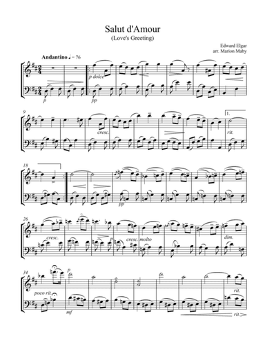 Salut d'Amour for violin & cello duet (arr. Marion Maby)
