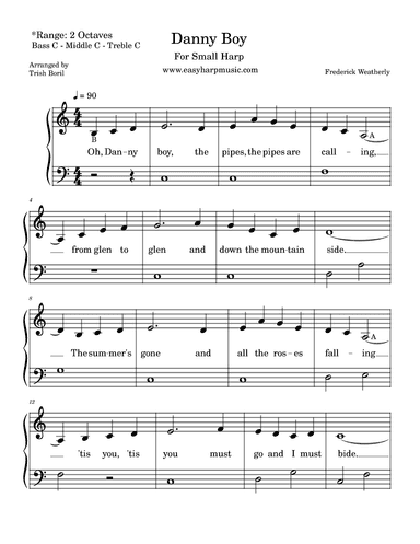 Danny Boy For Small Harps • Londerry Air • Easy Harp • Harpsicle • Aklot Harps • Lever Harp (arr. Trish Boril for Easy Harp Music)