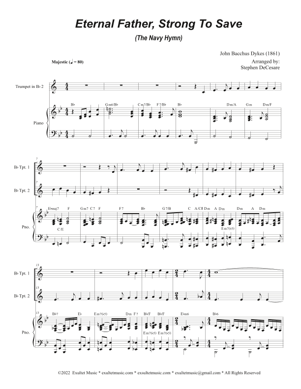 Eternal Father, Strong To Save (The Navy Hymn) (Duet for Bb-Trumpet) (arr. Stephen DeCesare)