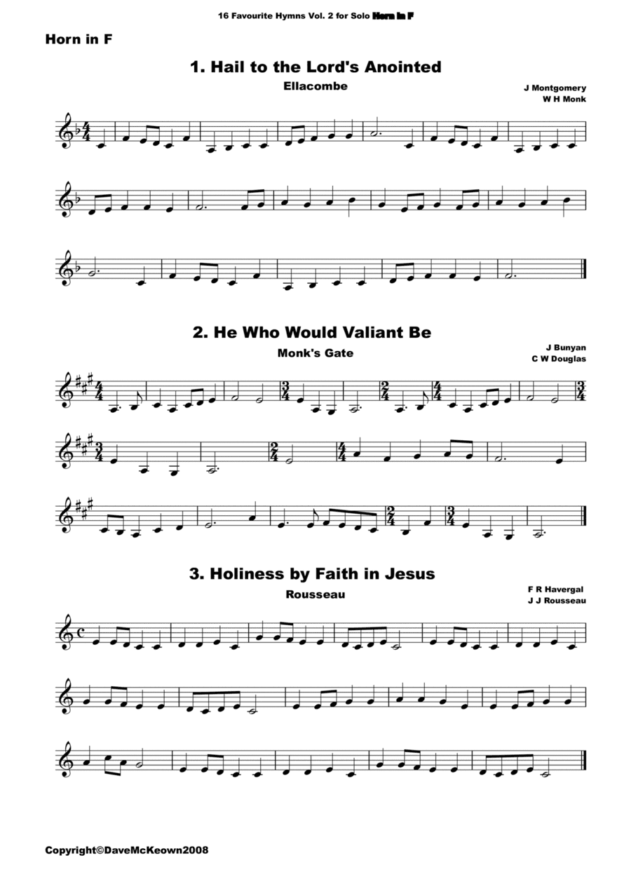16 Favourite Hymns Vol.2 for solo Horn in F (arr. David McKeown)