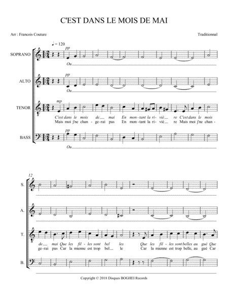 C'EST DANS LE MOIS DE MAI (arr. Francois Couture)