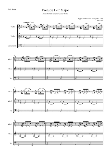 Prelude 1 in C Major BWV 846 (from Well-Tempered Clavier Book 1) for String Trio (arr. Fabio Britto)