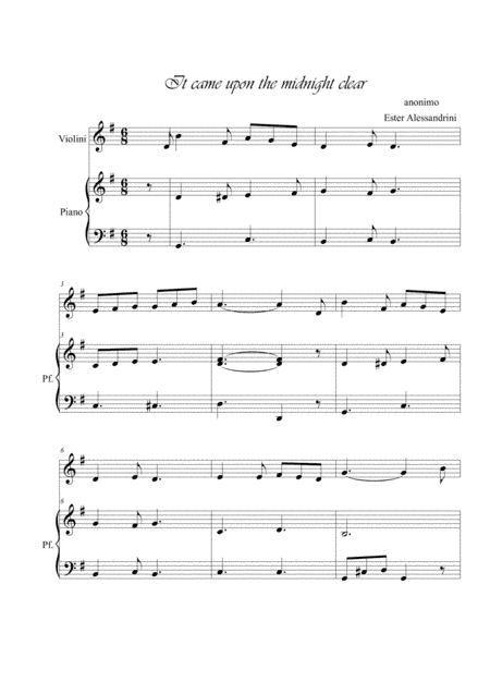 It came upon the midnight clear. Violin and piano (arr. Ester Alessandrini)