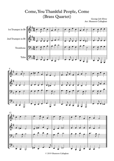 Come, You Thankful People, Come - Brass Quartet (arr. Shannon Callaghan)