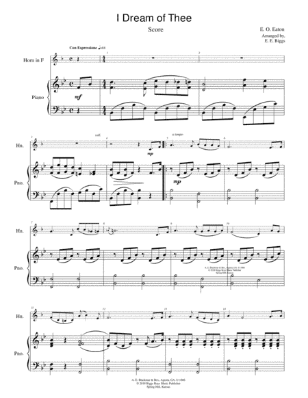 I Dream of Thee (arr. E. E. Biggs)