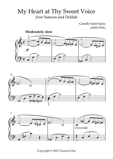 Saint-Saens - My Heart at Thy Sweet Voice(With Note name) (arr. MPS)